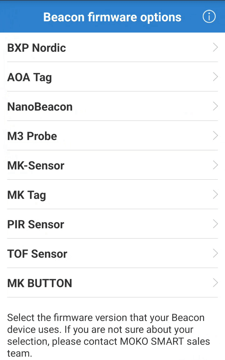 Beacon firmware options: choose MK-Sensor