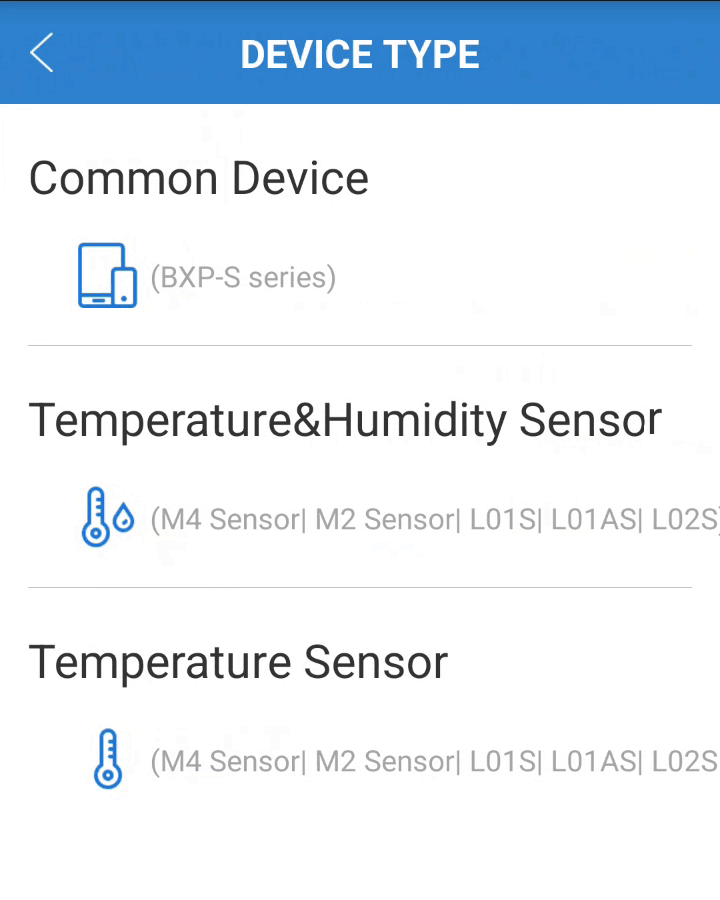 DEVICE TYPE: choose Temperature&Humidity Sensor