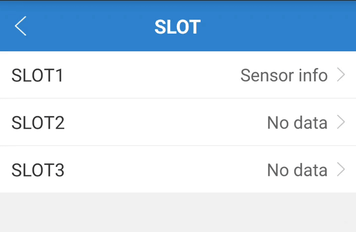 SLOT tab: SLOT1 on Sensor info