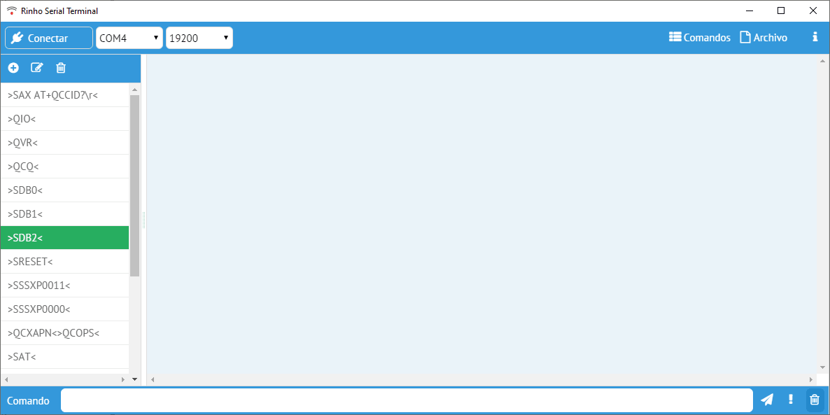 Seleção de porta e velocidade no Rinho Serial Terminal